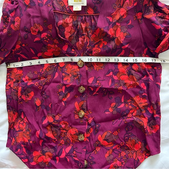 Maeve Floral Blouse with Ruched sleeves - Picture 7 of 8